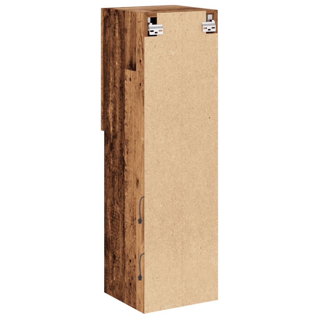 Mobile TV con Luci LED Legno Antico 30,5x30x102 cm