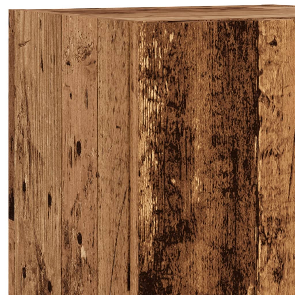 Mobile TV con Luci LED Legno Antico 30,5x30x102 cm