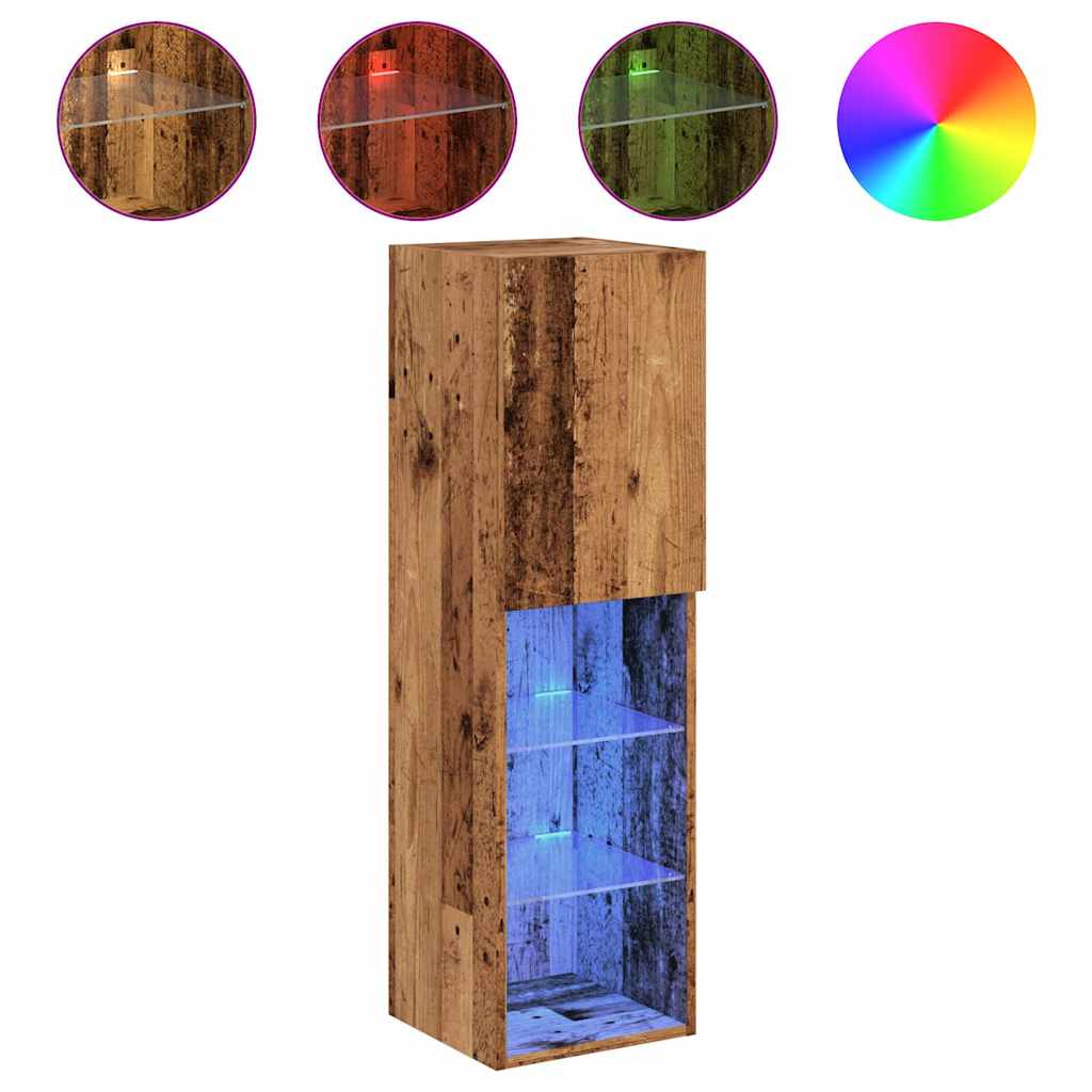 Mobili Porta TV con Luci LED 2 pz Legno Antico 30,5x30x102 cm