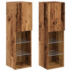 Mobili Porta TV con Luci LED 2 pz Legno Antico 30,5x30x102 cm
