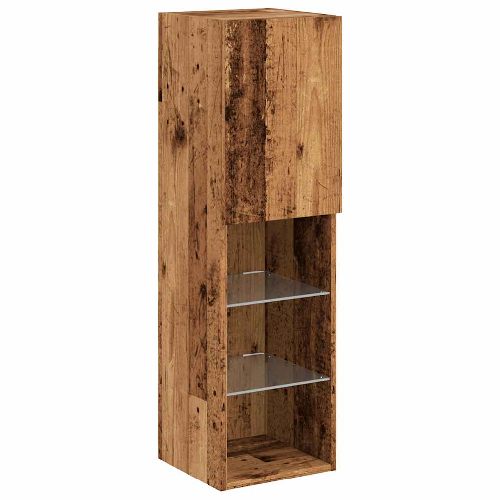Mobili Porta TV con Luci LED 2 pz Legno Antico 30,5x30x102 cm