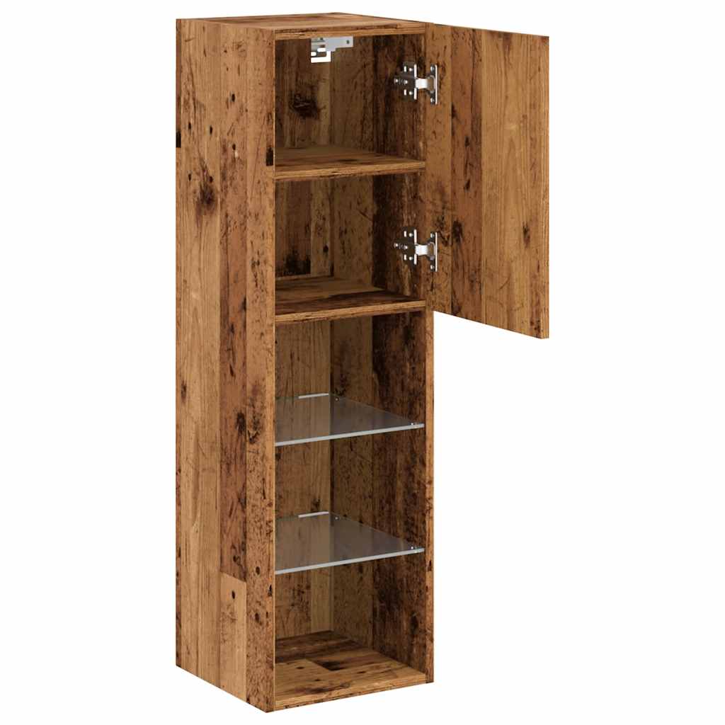 Mobili Porta TV con Luci LED 2 pz Legno Antico 30,5x30x102 cm