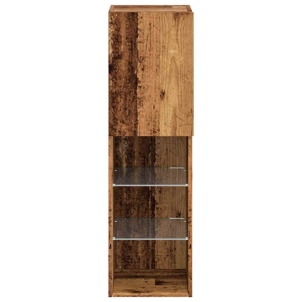 Mobili Porta TV con Luci LED 2 pz Legno Antico 30,5x30x102 cm