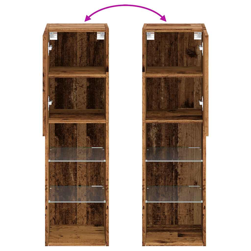 Mobili Porta TV con Luci LED 2 pz Legno Antico 30,5x30x102 cm