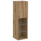 Mobile TV con Luci LED Rovere Artigianale 30,5x30x102 cm