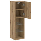 Mobile TV con Luci LED Rovere Artigianale 30,5x30x102 cm