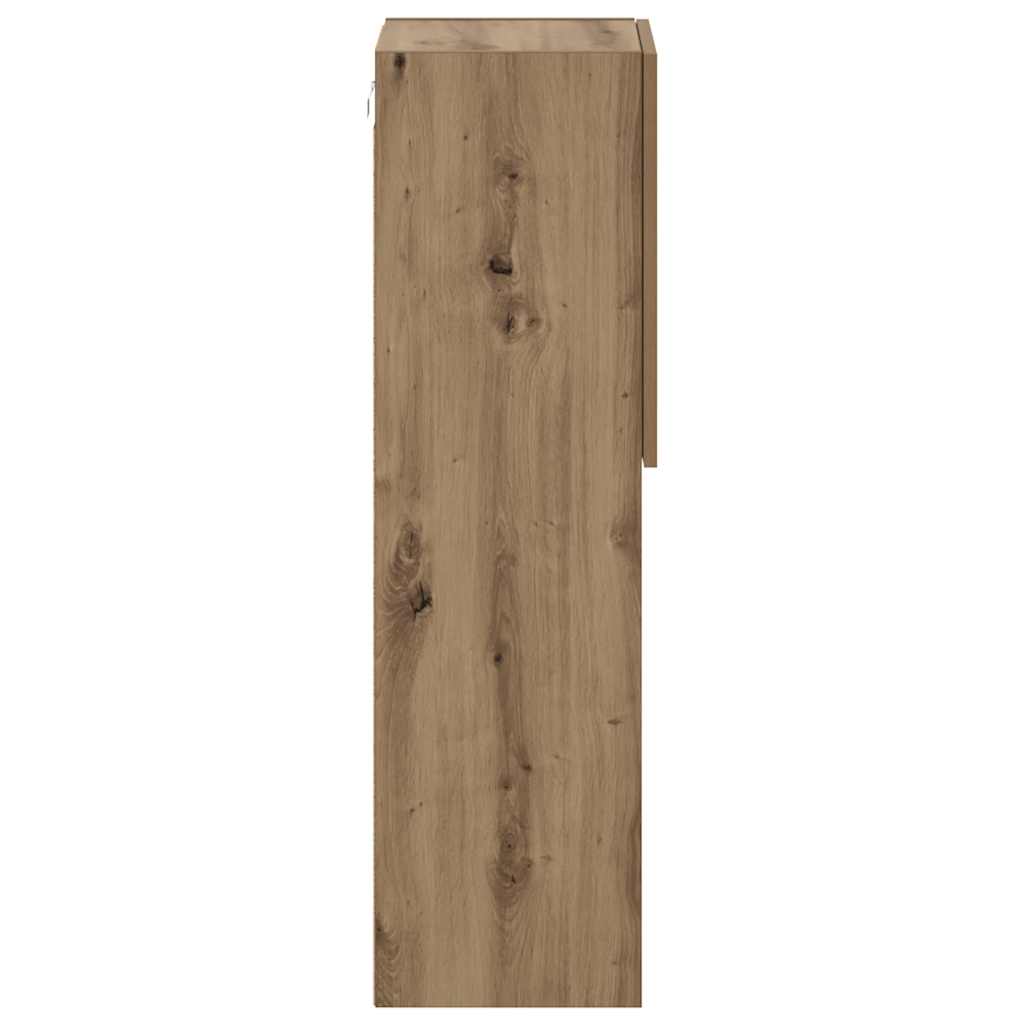 Mobile TV con Luci LED Rovere Artigianale 30,5x30x102 cm
