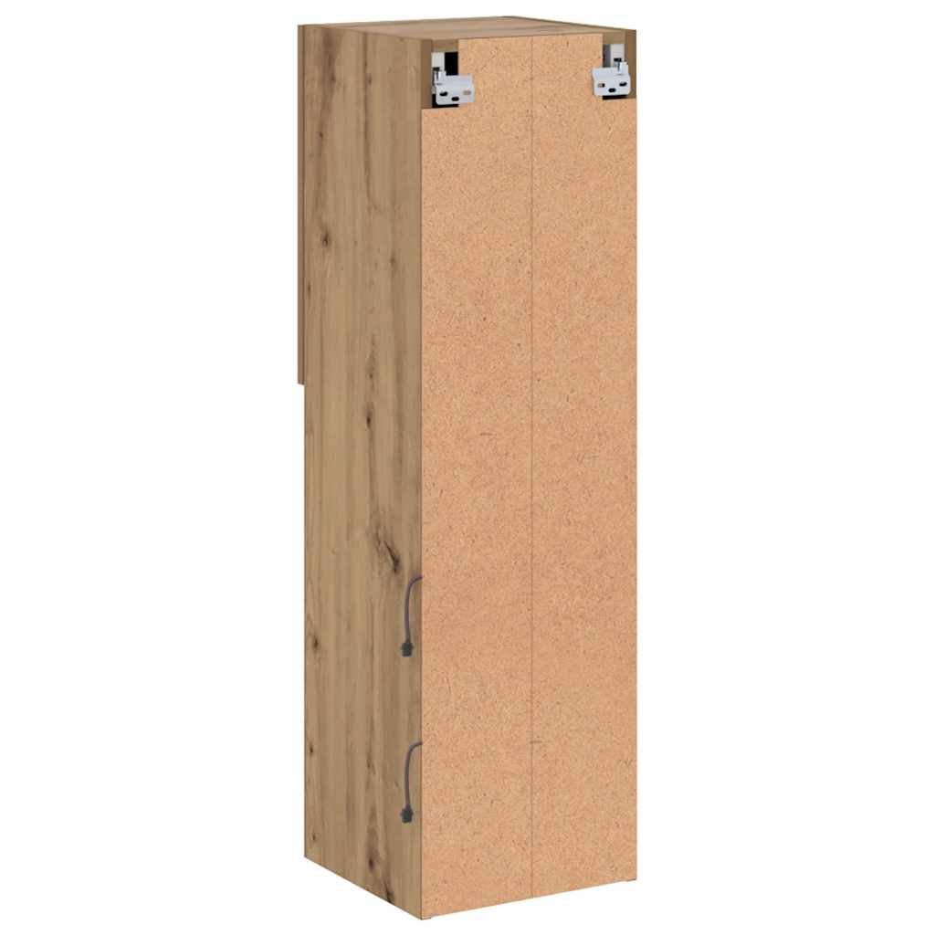 Mobile TV con Luci LED Rovere Artigianale 30,5x30x102 cm