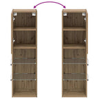 Mobile TV con Luci LED Rovere Artigianale 30,5x30x102 cm