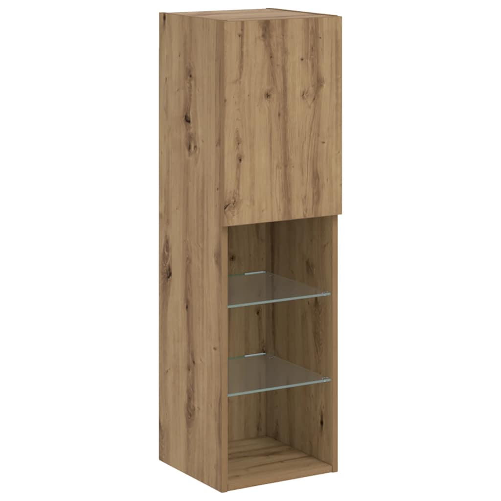 Mobili TV con Luci LED 2 pz Rovere Artigianale 30,5x30x102 cm