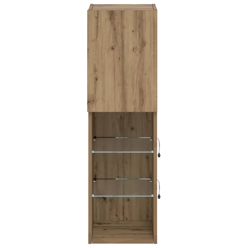 Mobili TV con Luci LED 2 pz Rovere Artigianale 30,5x30x102 cm