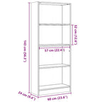Libreria Bianco Lucido 60x24x143 cm in Legno Multistrato