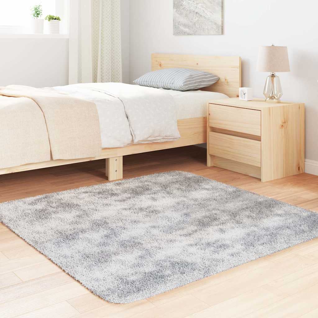 Tappeto Shaggy a Pelo Lungo NAVARRA Grigio Argento 120x120cm