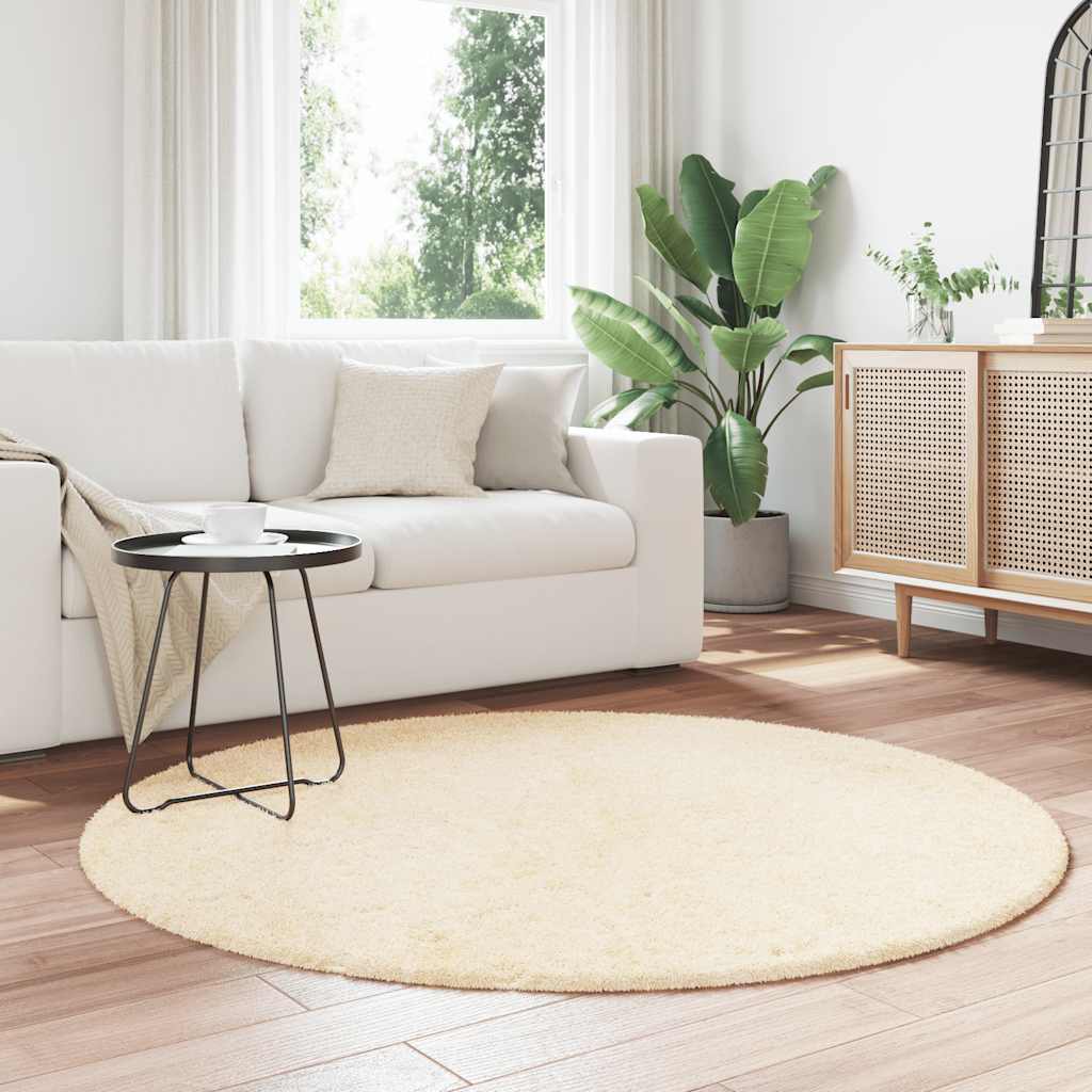 Tappeto Shaggy a Pelo Lungo NAVARRA Crema 160x160 cm poliestere