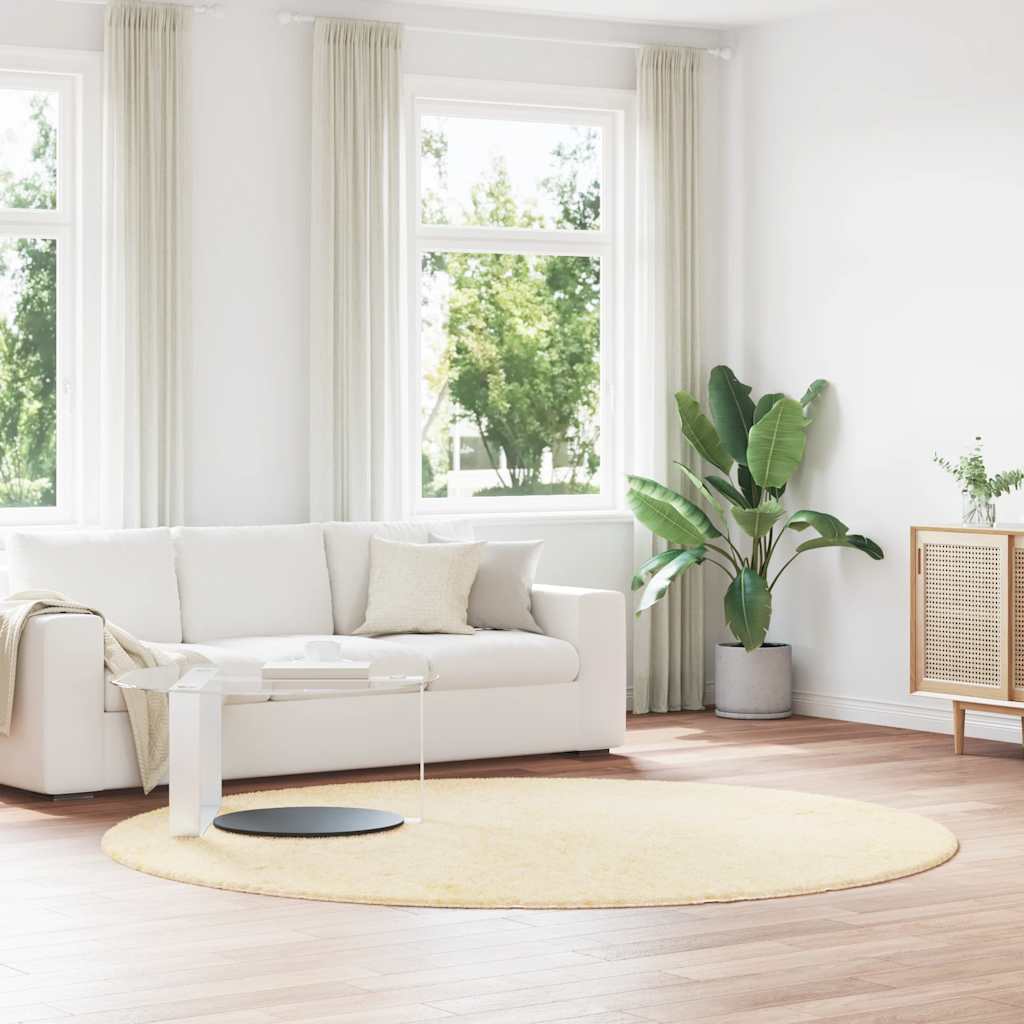 Tappeto Shaggy a Pelo Lungo NAVARRA Crema 240x240 cm poliestere