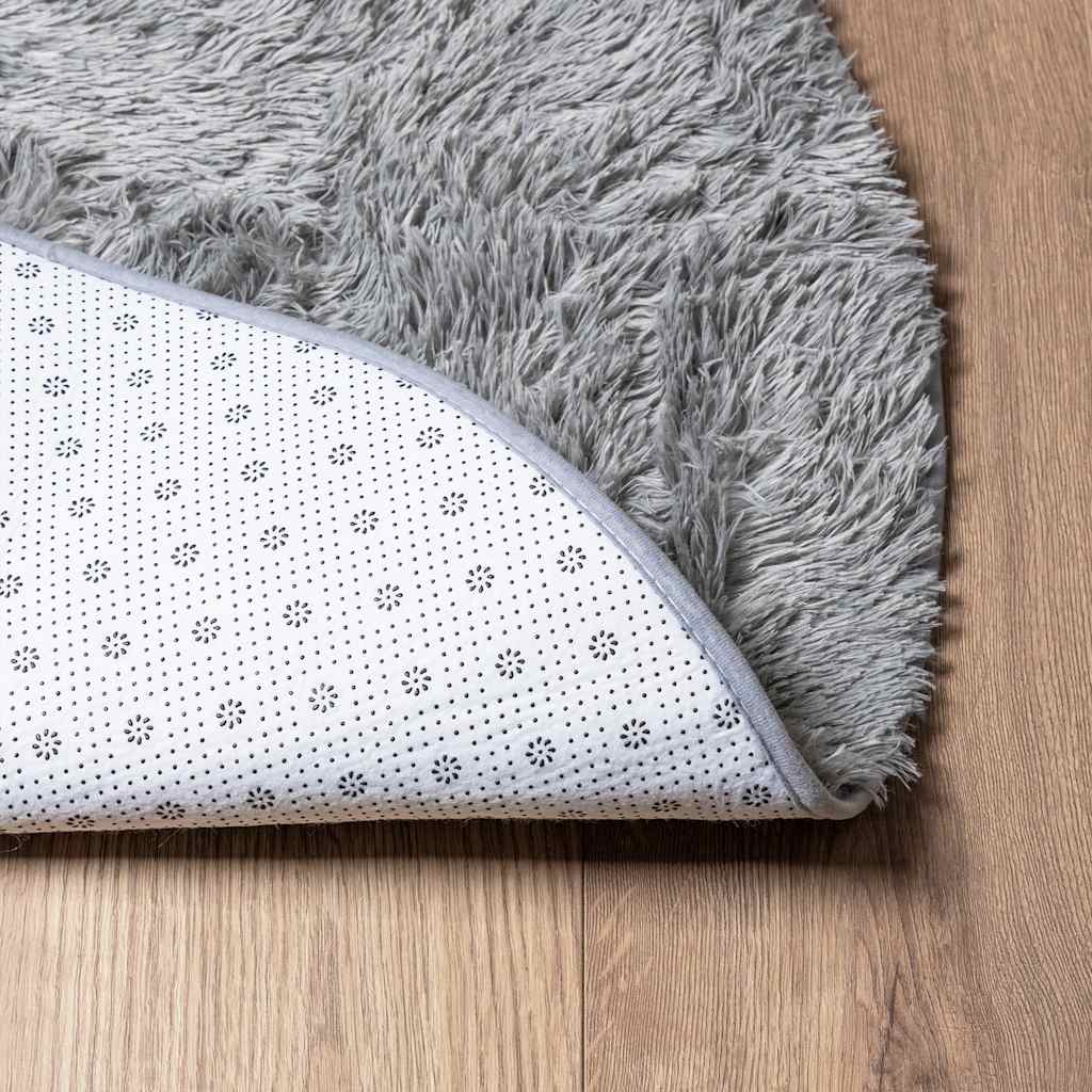 Tappeto Shaggy a Pelo Lungo NAVARRA Grigio Chiaro 240x240 cm