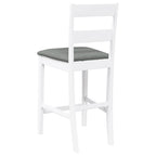 Sgabelli da Bar con Cuscini 2 pz Bianco Legno Massello di Hevea
