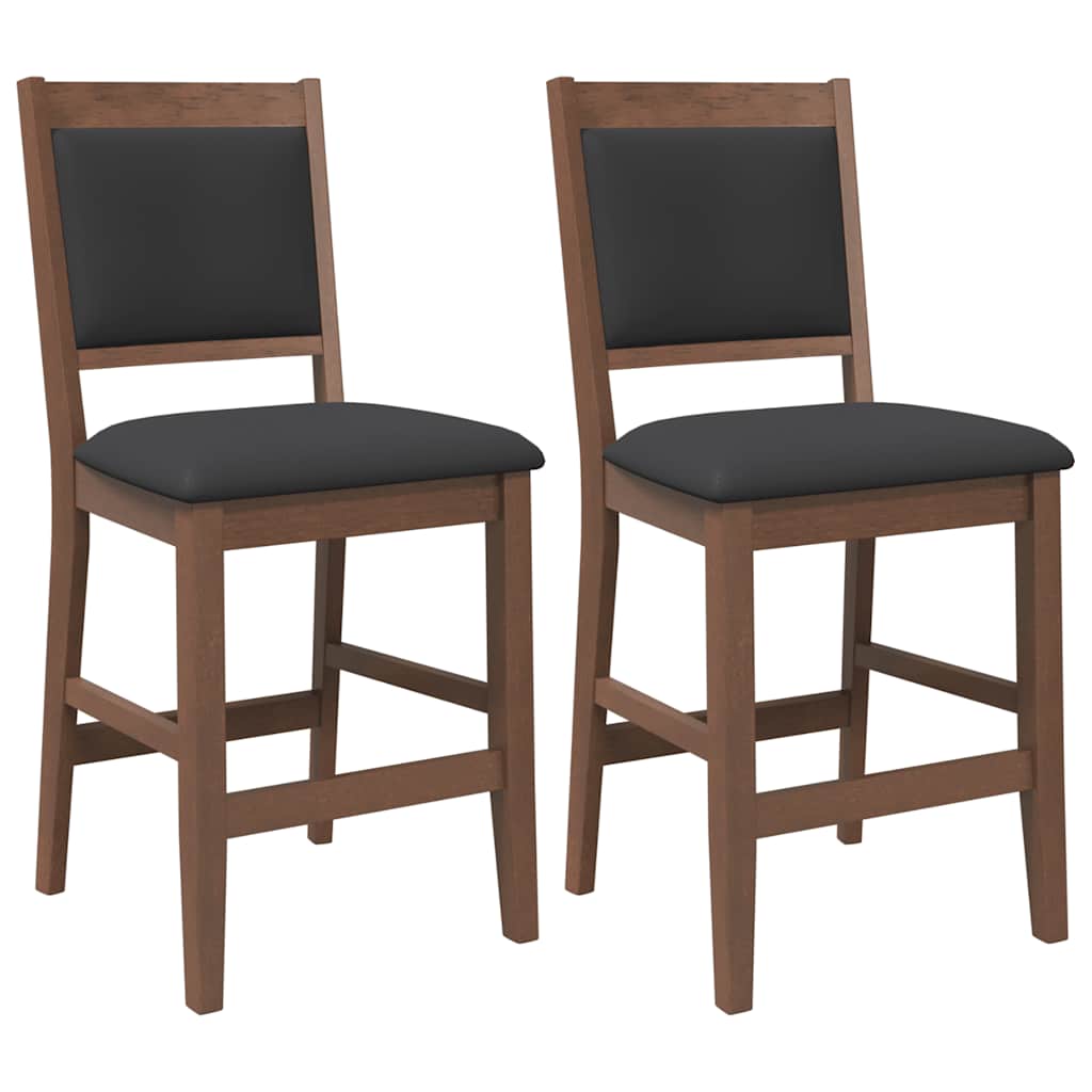 Sgabelli da Bar con Cuscini 2pz Marrone Legno Massello di Hevea
