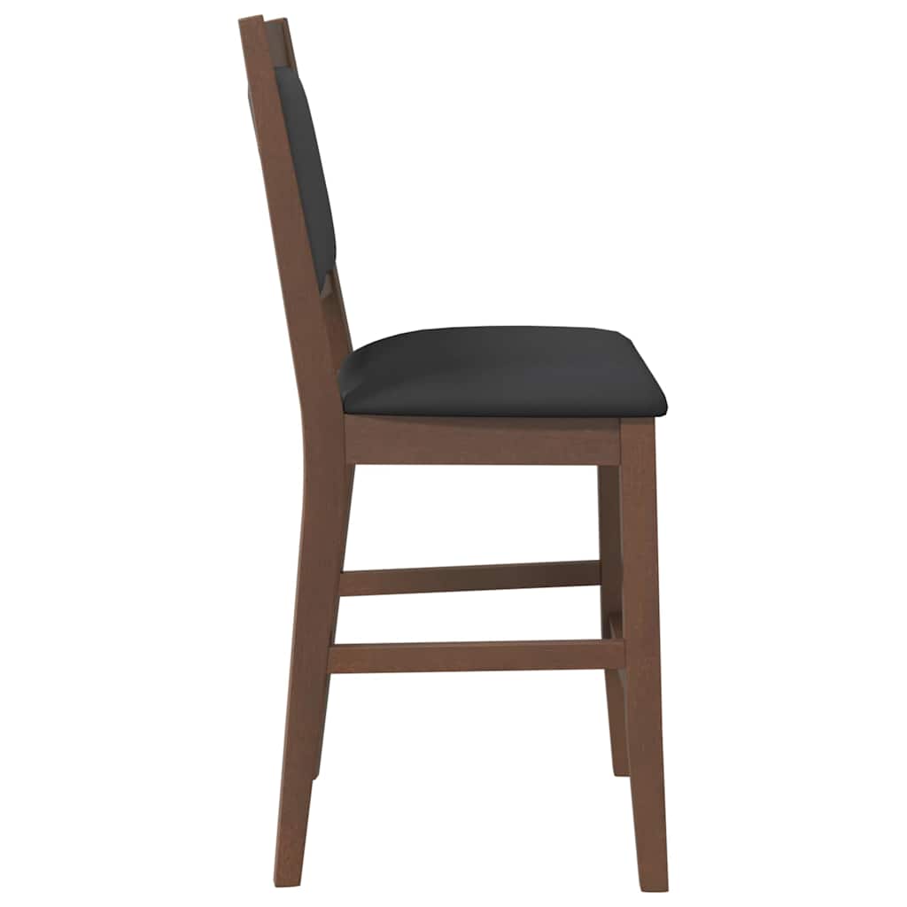 Sgabelli da Bar con Cuscini 2pz Marrone Legno Massello di Hevea