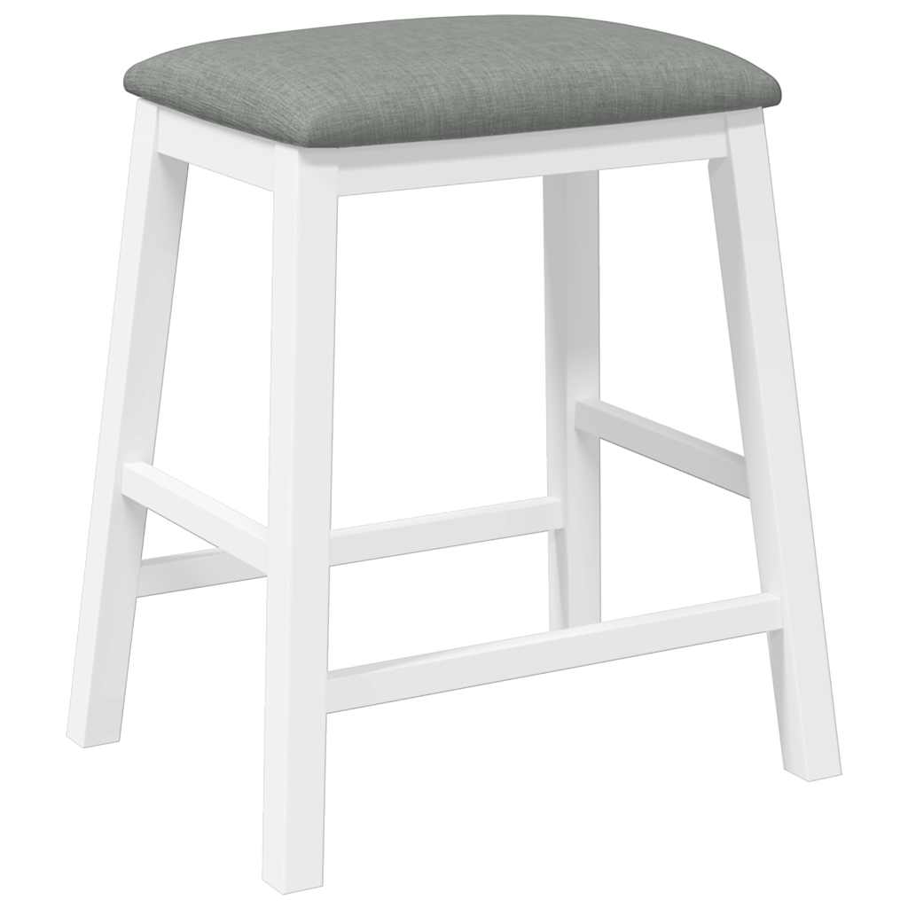 Sedie da Bar con Cuscini 2 pz Bianco Legno Massello di Hevea