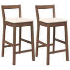 Sgabelli da Bar con Cuscini 2pz Marrone Legno Massello di Hevea