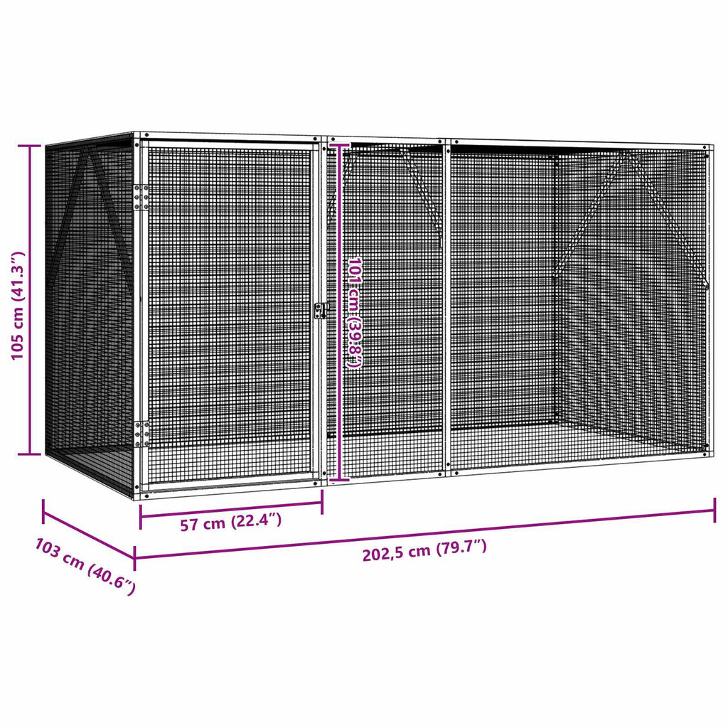 Gabbia per uccelli Antracite 208 x 102 x 108 cm Acciaio zincato