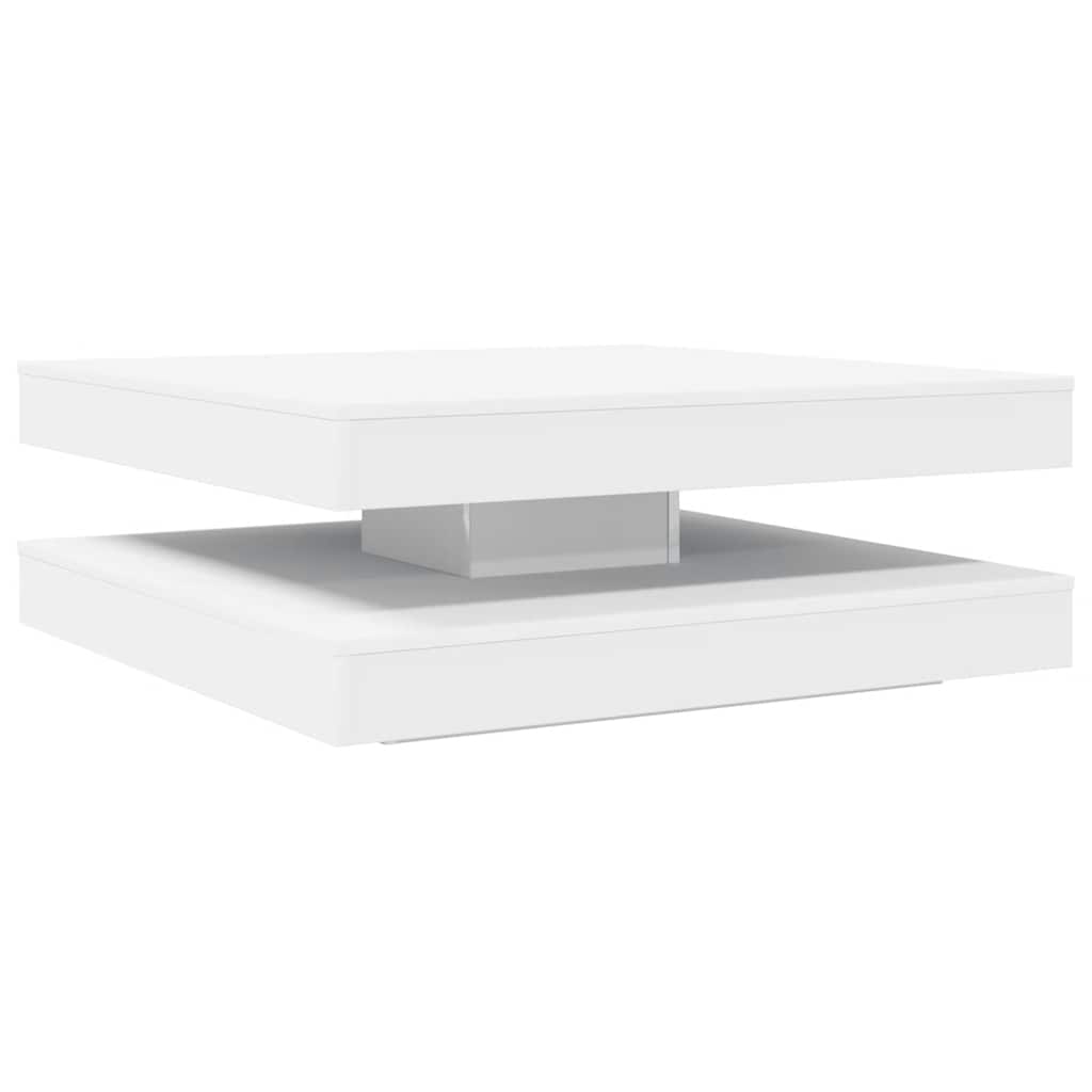 Tavolino da Caffè Girevole a 360 Gradi Bianco 90x90x34,5 cm