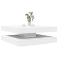 Tavolino da Caffè Girevole a 360 Gradi Bianco 90x90x34,5 cm