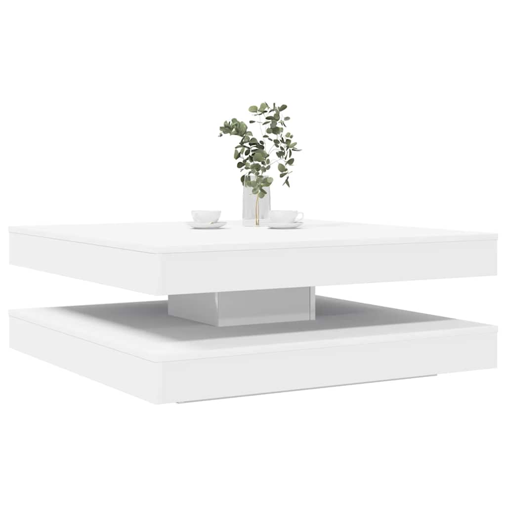 Tavolino da Caffè Girevole a 360 Gradi Bianco 90x90x34,5 cm