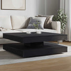 Tavolino da Caffè Girevole a 360 Gradi Nero 90x90x34,5 cm