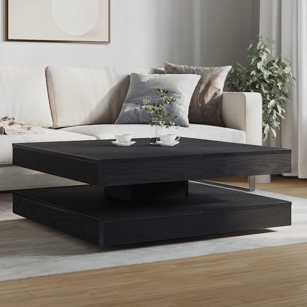 Tavolino da Caffè Girevole a 360 Gradi Nero 90x90x34,5 cm