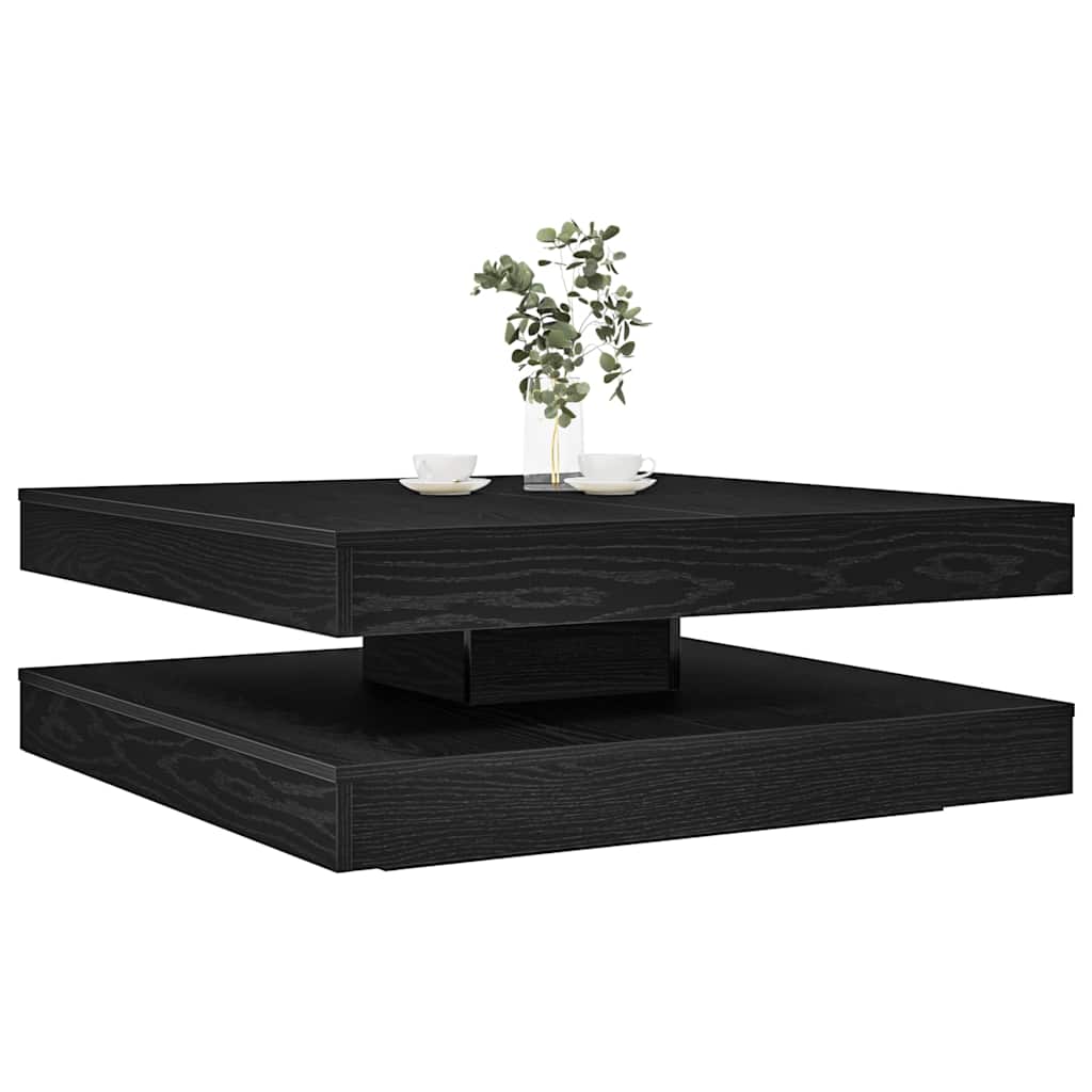 Tavolino da Caffè Girevole a 360 Gradi Nero 90x90x34,5 cm