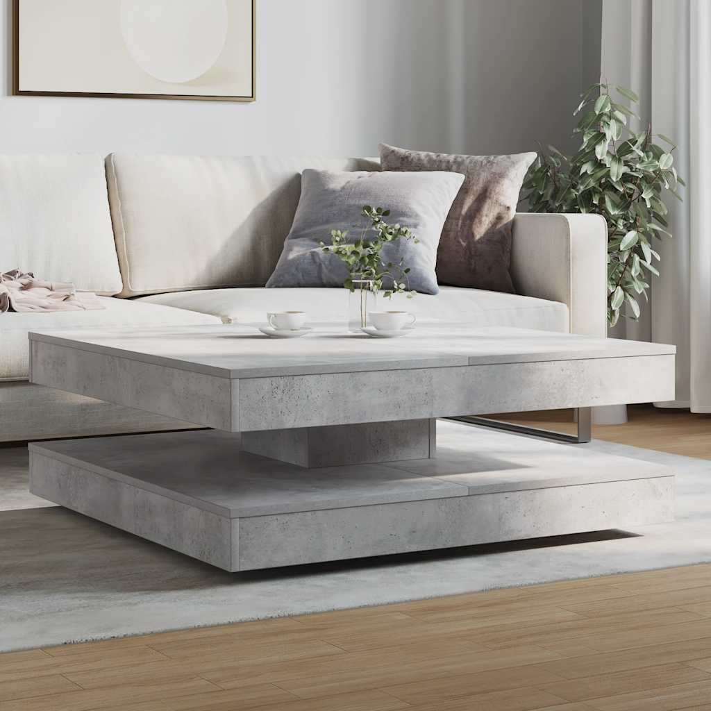 Tavolino da Caffè Girevole a 360 Gradi Grigio 90x90x34,5 cm