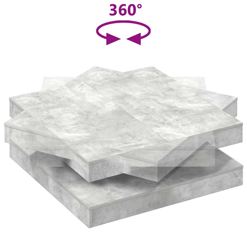 Tavolino da Caffè Girevole a 360 Gradi Grigio 90x90x34,5 cm