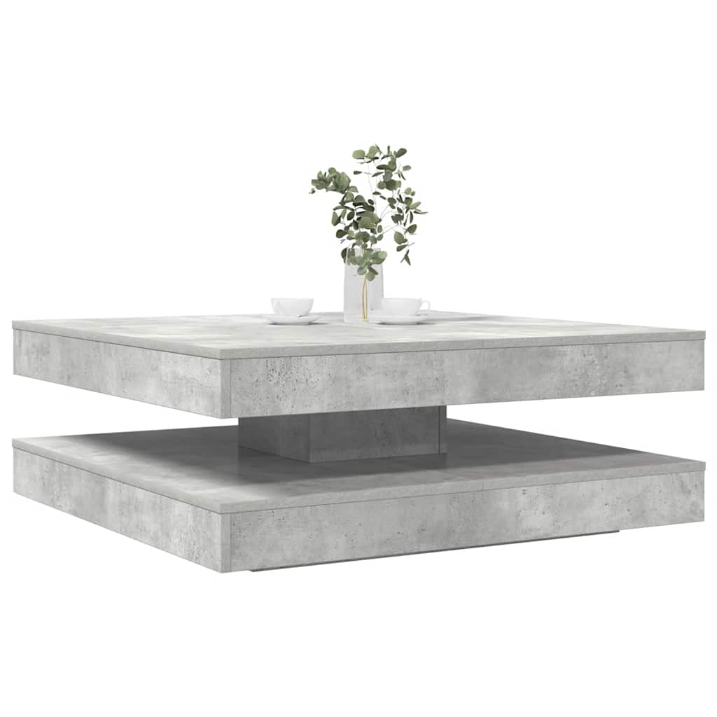 Tavolino da Caffè Girevole a 360 Gradi Grigio 90x90x34,5 cm