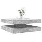 Tavolino da Caffè Girevole a 360 Gradi Grigio 90x90x34,5 cm