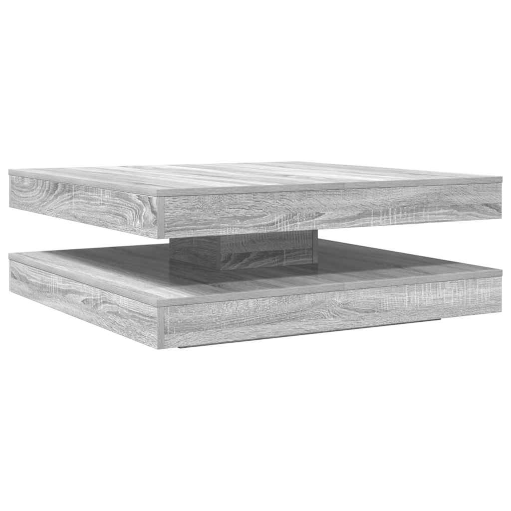 Tavolino da Caffè Girevole a 360 Gradi Grigio 90x90x34,5 cm