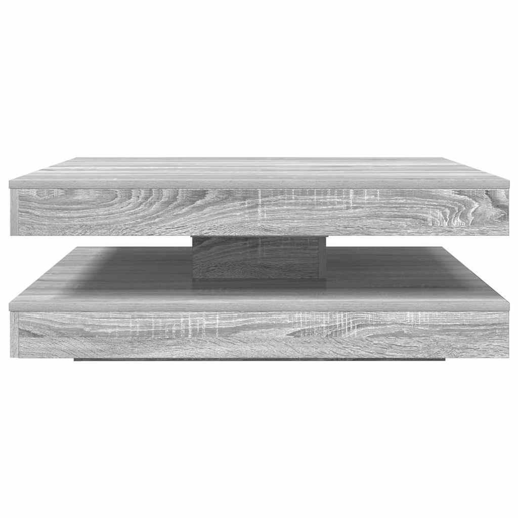Tavolino da Caffè Girevole a 360 Gradi Grigio 90x90x34,5 cm