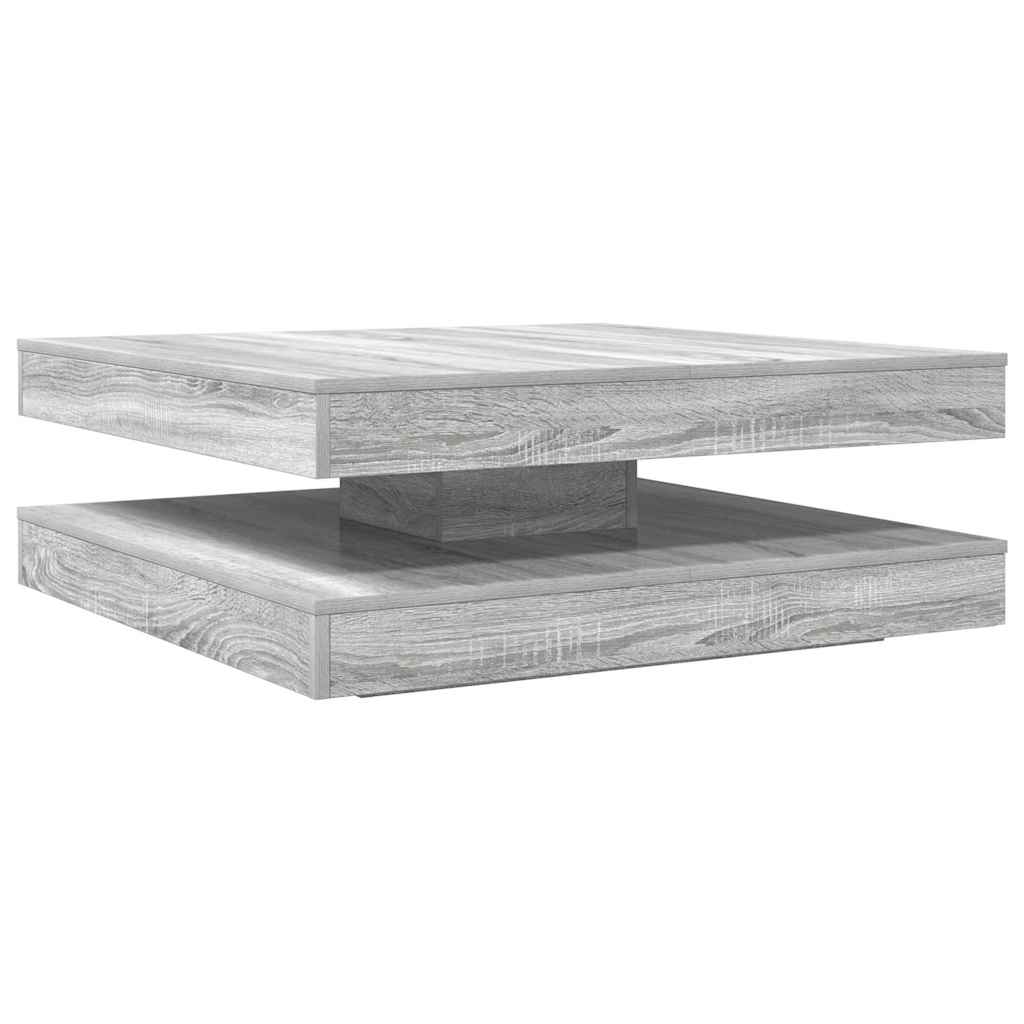 Tavolino da Caffè Girevole a 360 Gradi Grigio 90x90x34,5 cm