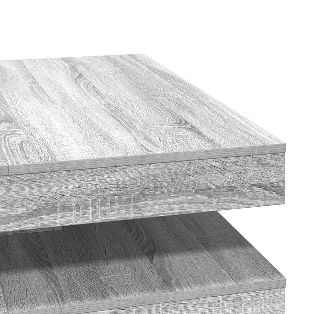 Tavolino da Caffè Girevole a 360 Gradi Grigio 90x90x34,5 cm