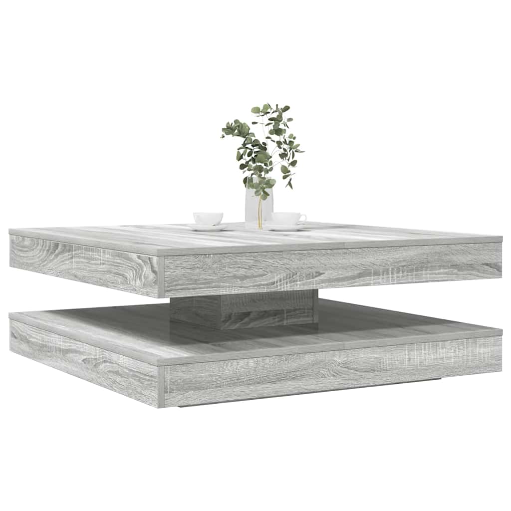 Tavolino da Caffè Girevole a 360 Gradi Grigio 90x90x34,5 cm