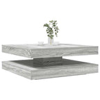 Tavolino da Caffè Girevole a 360 Gradi Grigio 90x90x34,5 cm