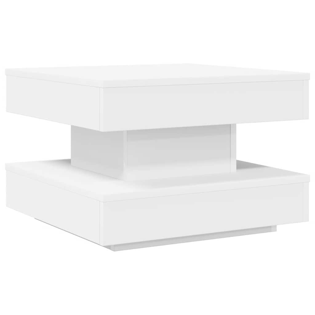 Tavolino da Caffè Girevole a 360 Gradi Bianco 50x50x34,5 cm