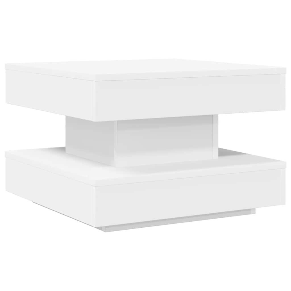 Tavolino da Caffè Girevole a 360 Gradi Bianco 50x50x34,5 cm