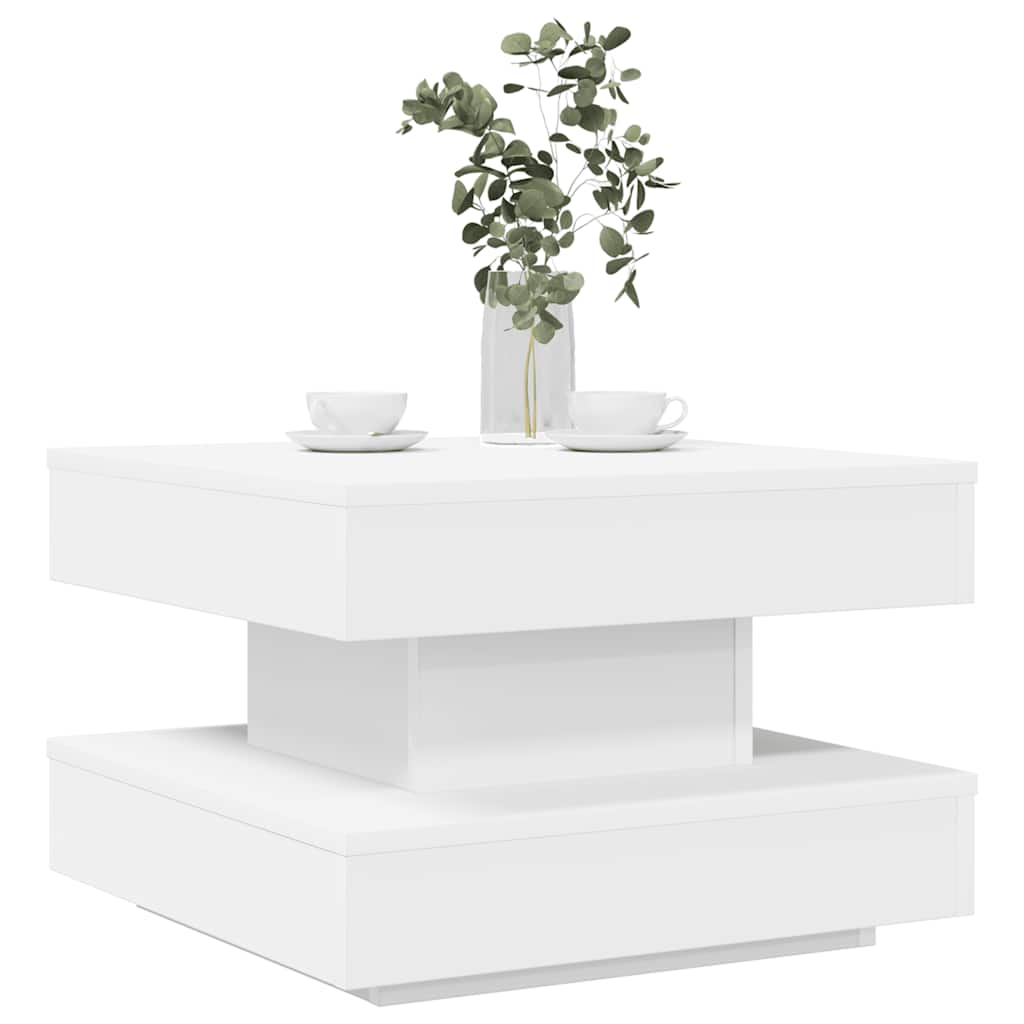 Tavolino da Caffè Girevole a 360 Gradi Bianco 50x50x34,5 cm