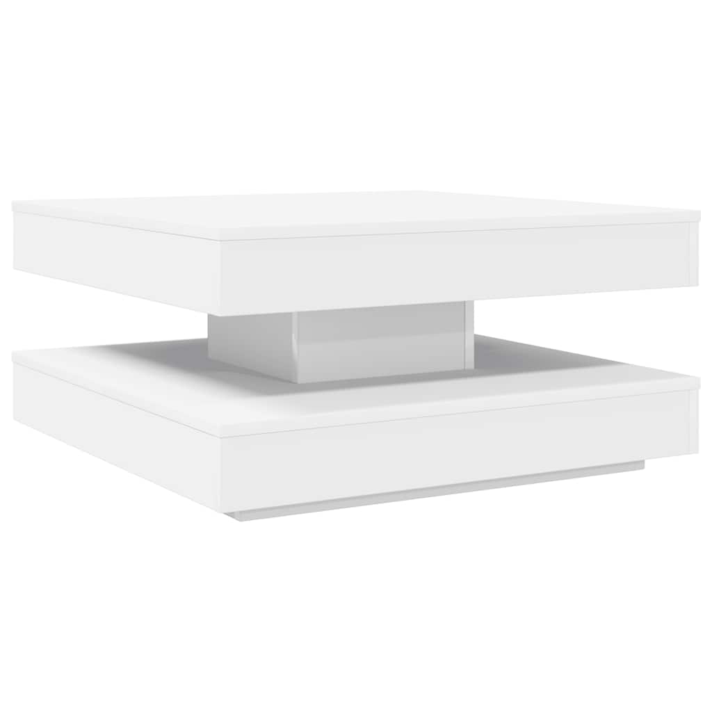 Tavolino da Caffè Girevole a 360 Gradi Bianco 70x70x34,5 cm