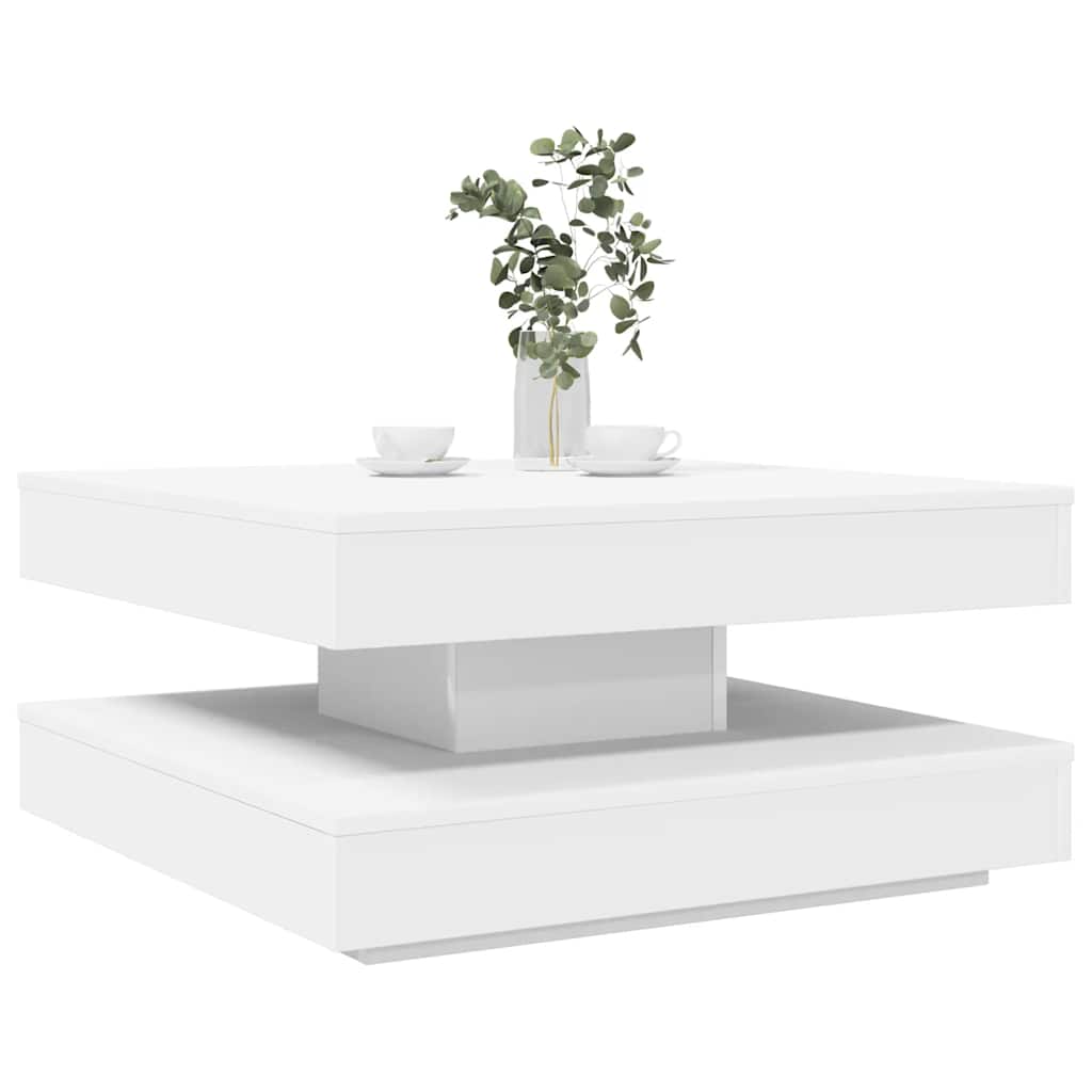 Tavolino da Caffè Girevole a 360 Gradi Bianco 70x70x34,5 cm