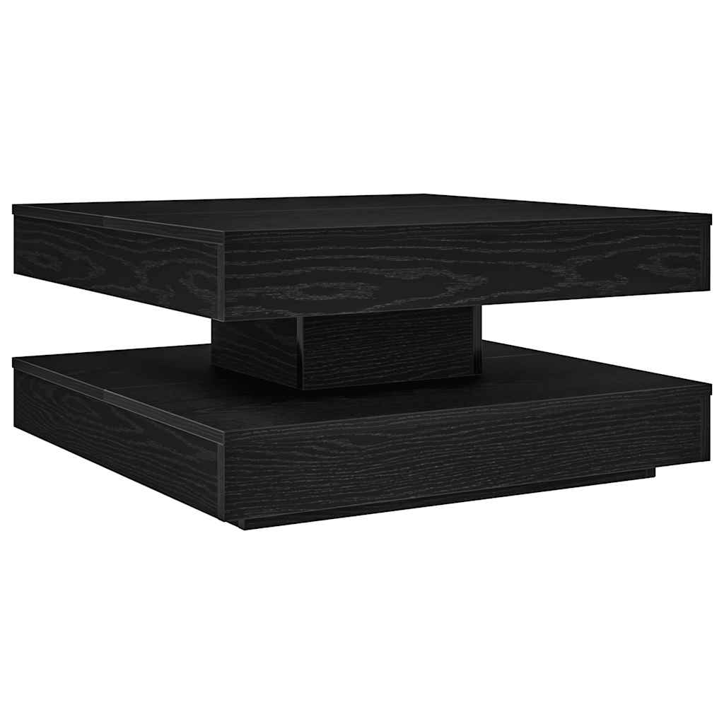 Tavolino da Caffè Girevole a 360 Gradi Nero 70x70x34,5 cm