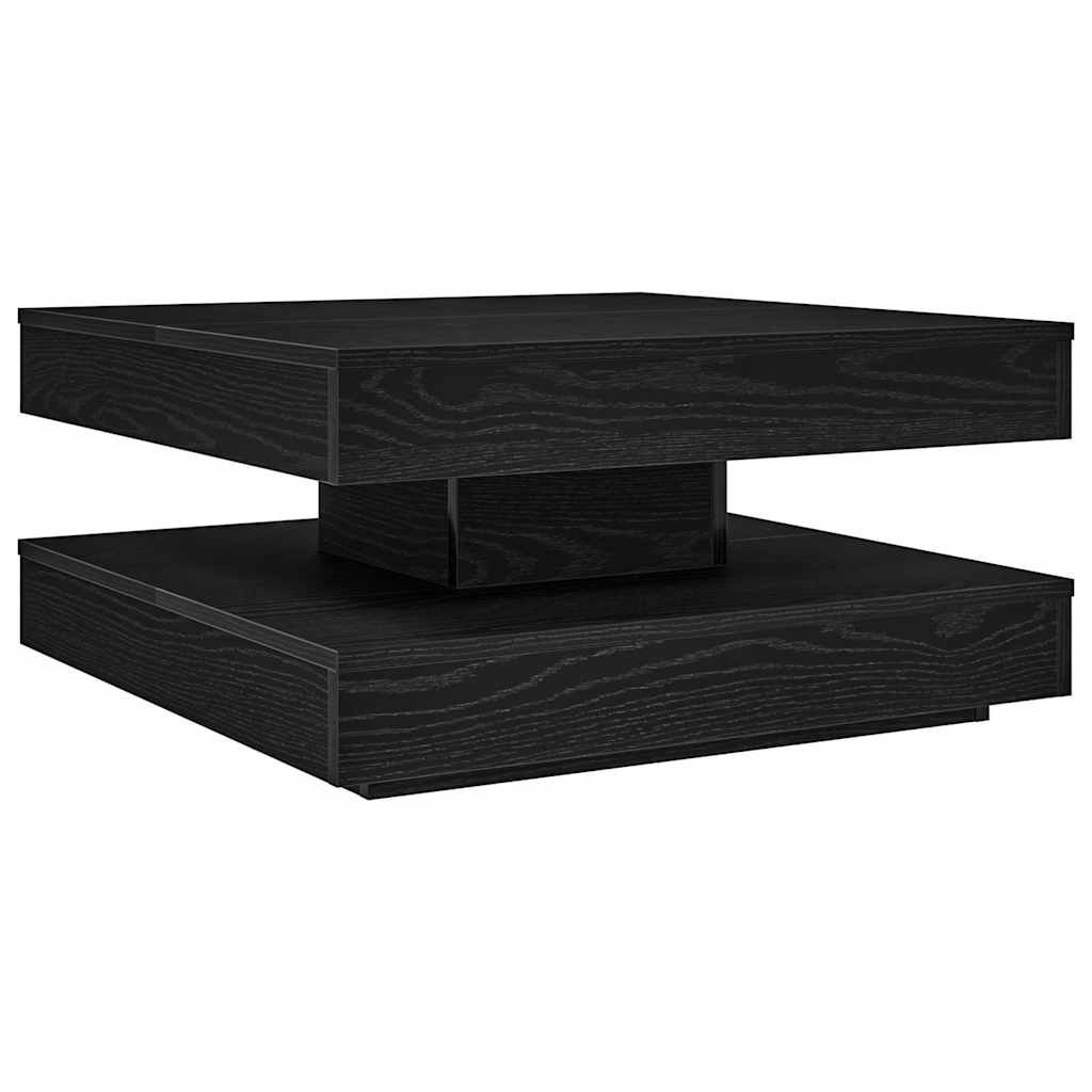 Tavolino da Caffè Girevole a 360 Gradi Nero 70x70x34,5 cm