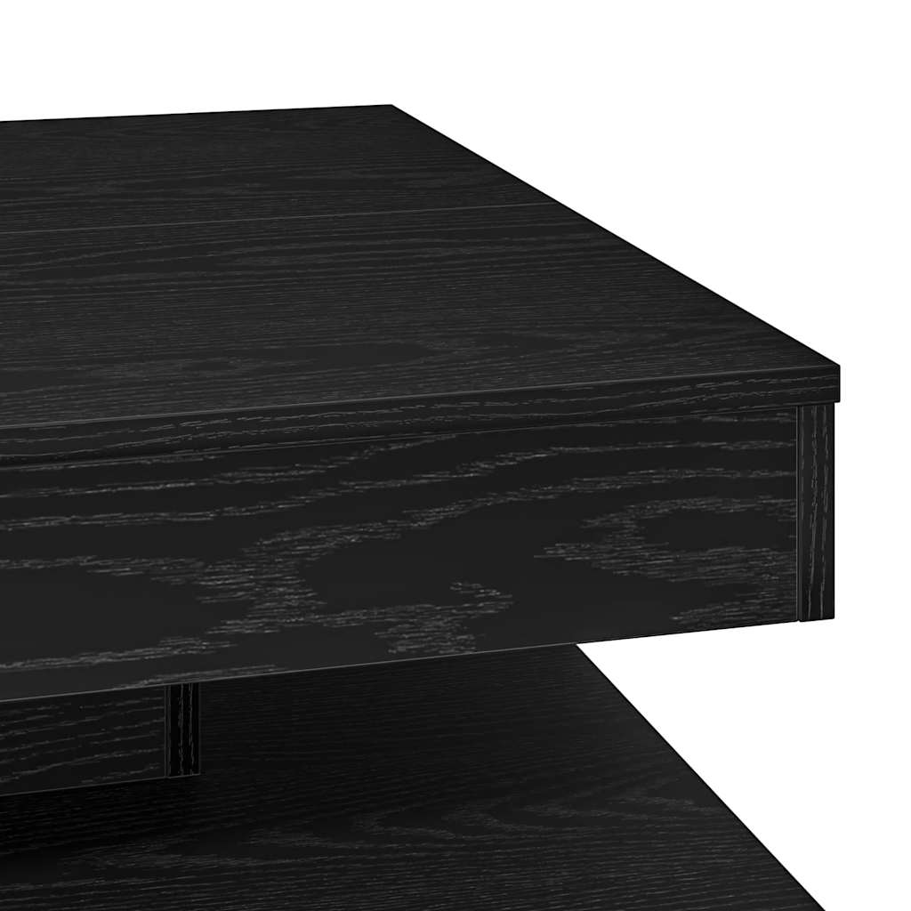 Tavolino da Caffè Girevole a 360 Gradi Nero 70x70x34,5 cm